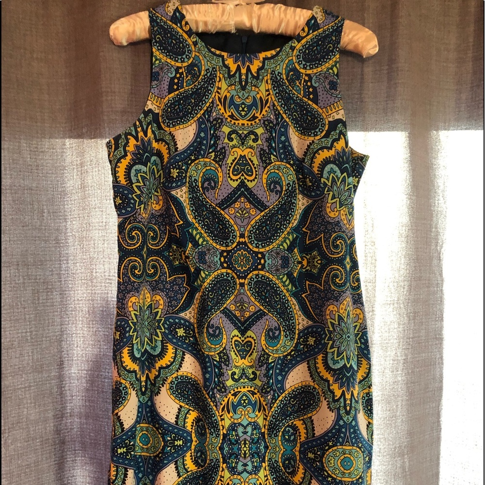 London Times Blue Paisley Print Sheath Dress